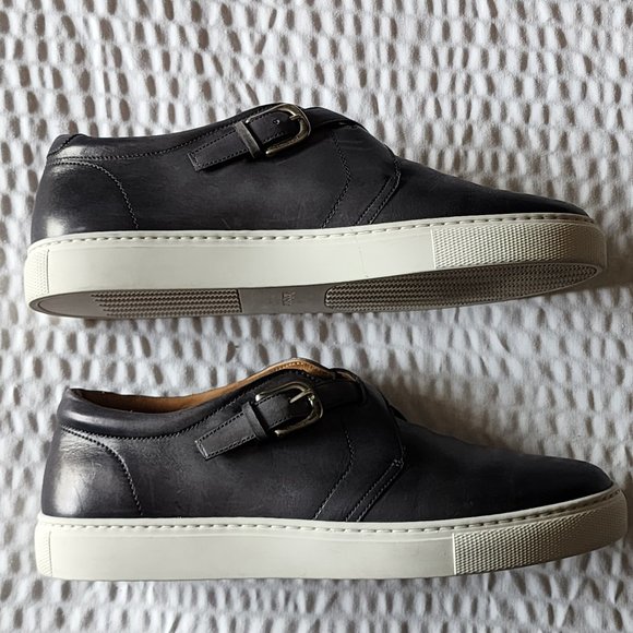 PAUL STUART 'PAULO' Gray Leather CrissCross Monkstrap Sneaker 9.5 D US *MINT* - Picture 9 of 10